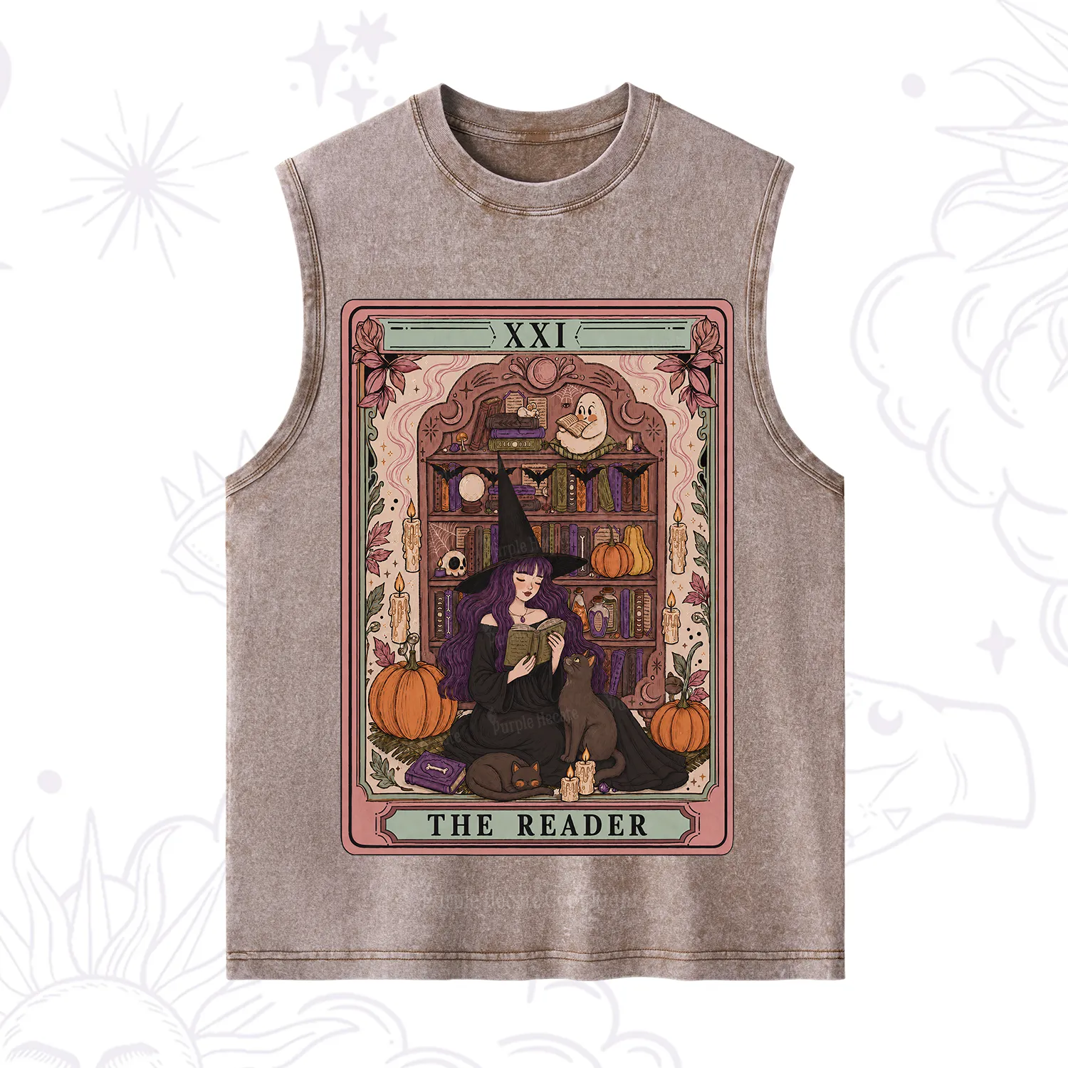 Purplehecate The Reader Tarot Bookish Witch Washed Tank