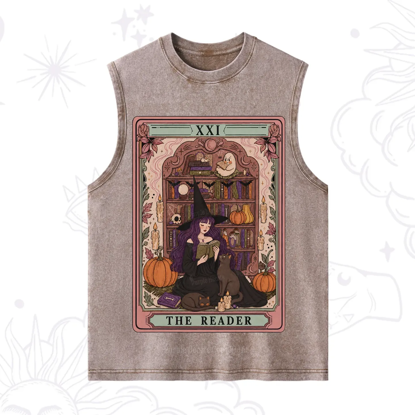 Purplehecate The Reader Tarot Bookish Witch Washed Tank