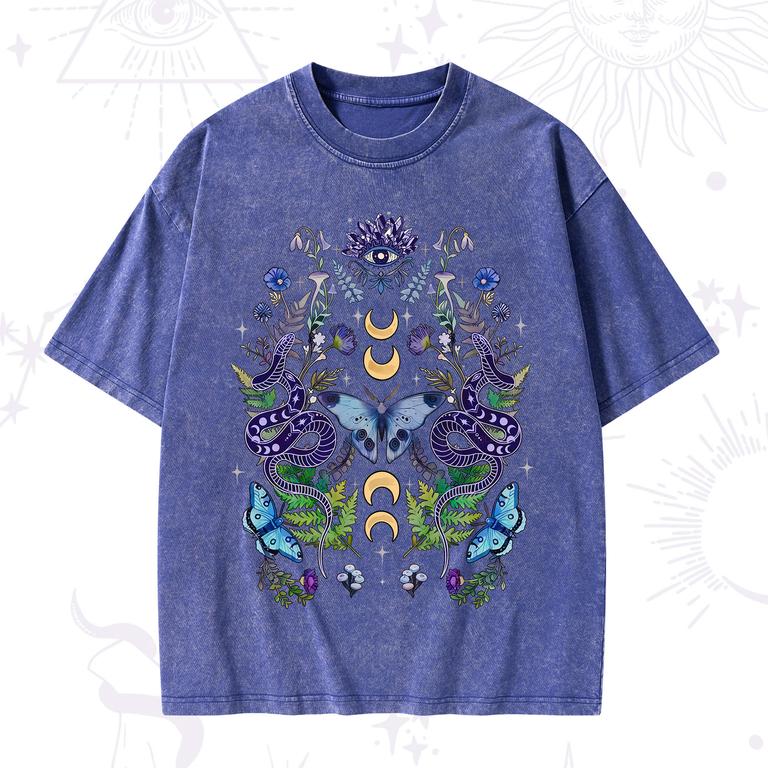 Purplehecate Moon Moth Witchery Washed T-Shirt