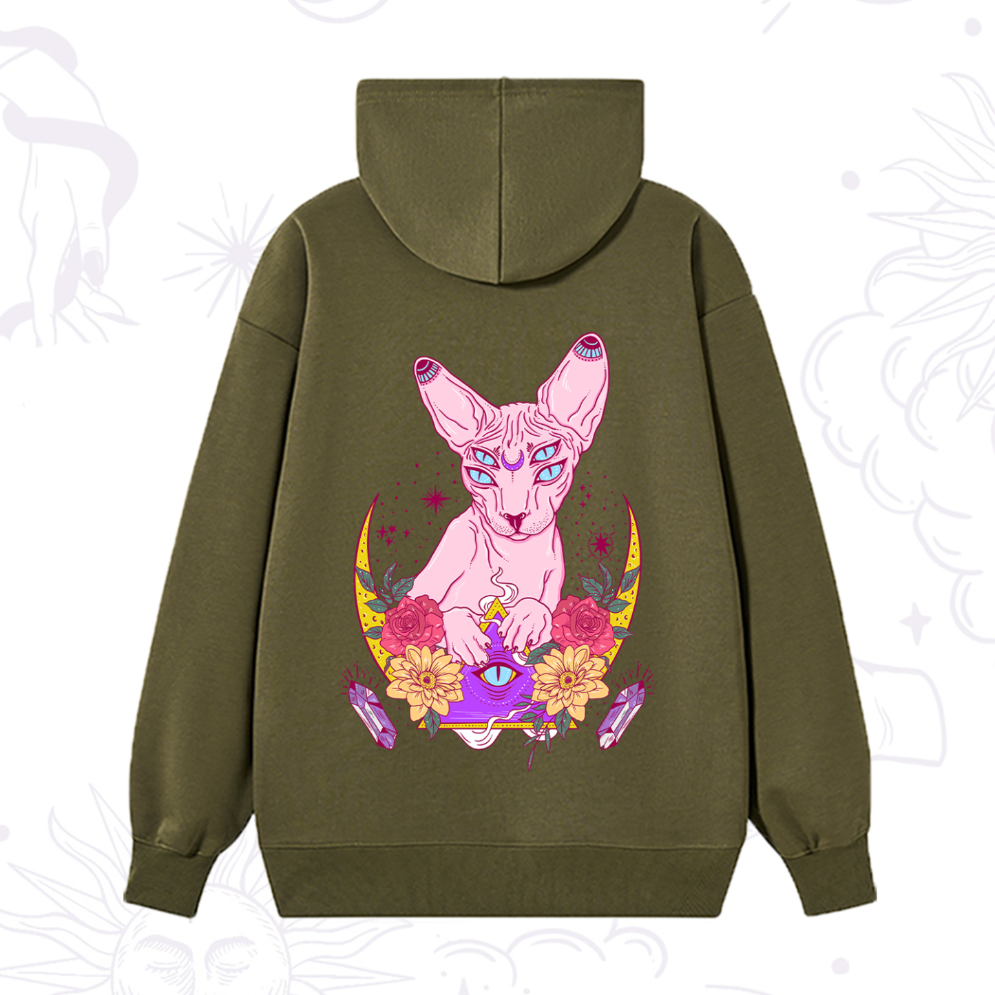 Purplehecate Moon Phase Cat Hoodie