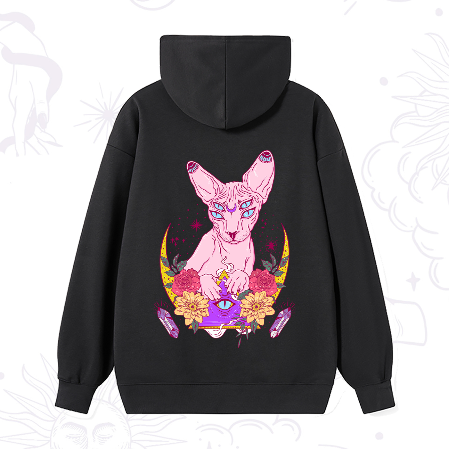 Magic Purplehecate Moon Phase Cat Hoodie