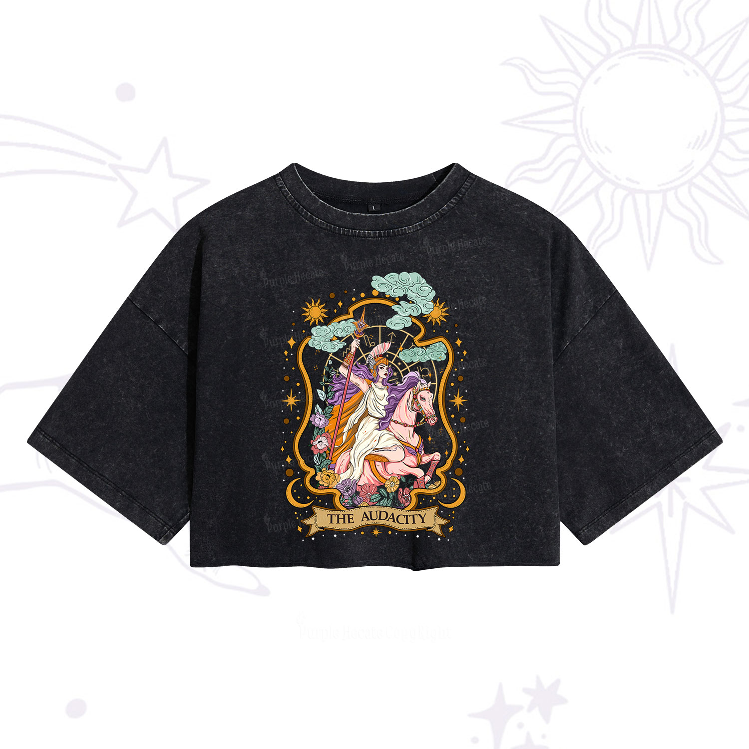 Purplehecate The Audacity Goddess Washed Cropped T-Shirt