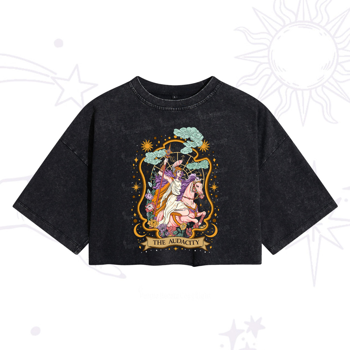 Purplehecate The Audacity Goddess Washed Cropped T-Shirt