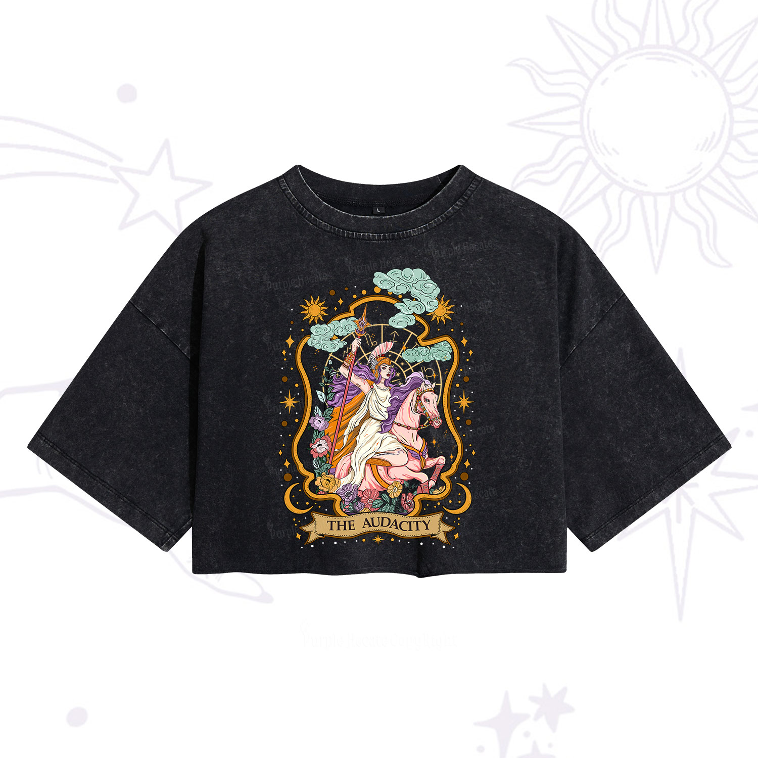 Purplehecate The Audacity Goddess Washed Cropped T-Shirt