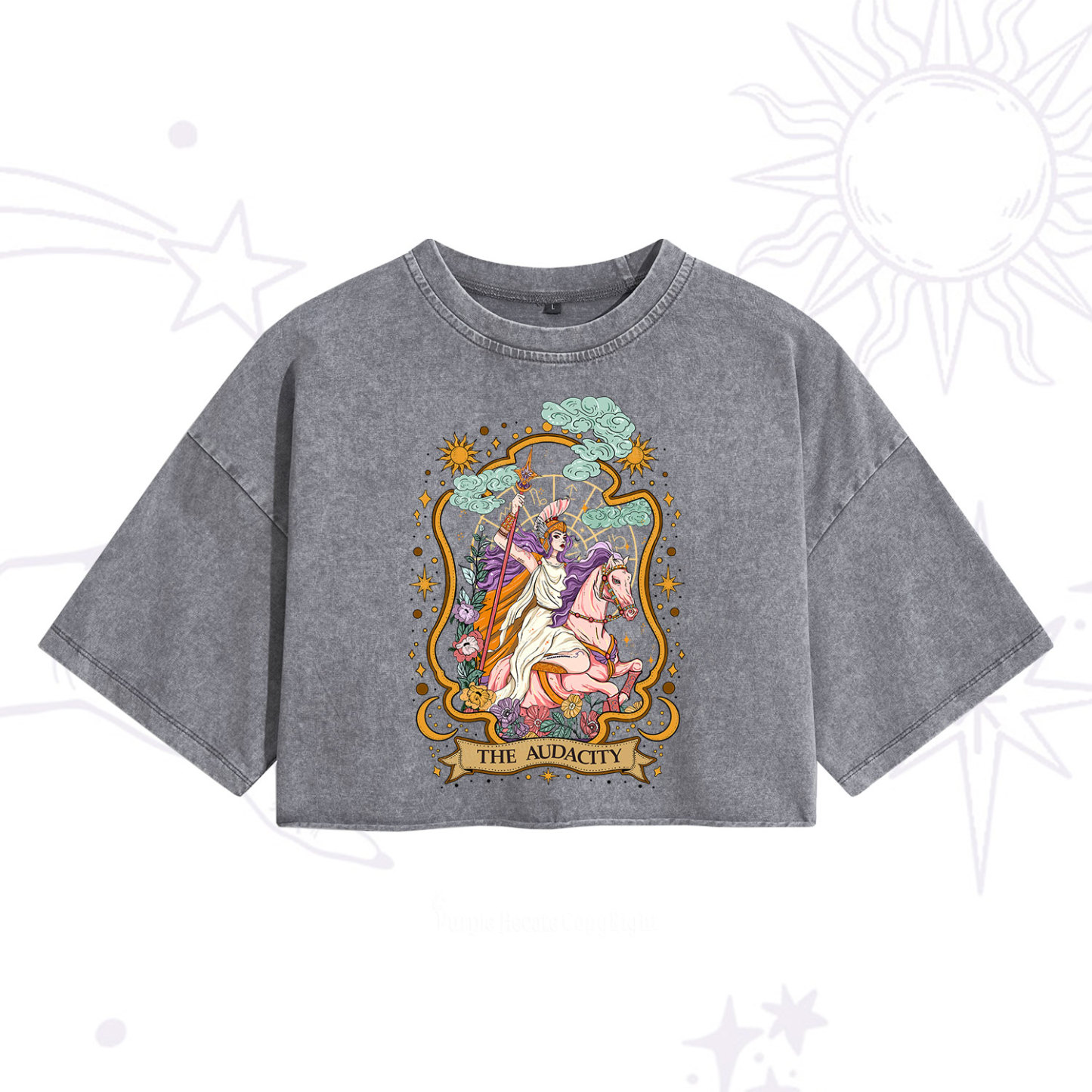 Purplehecate The Audacity Goddess Washed Cropped T-Shirt