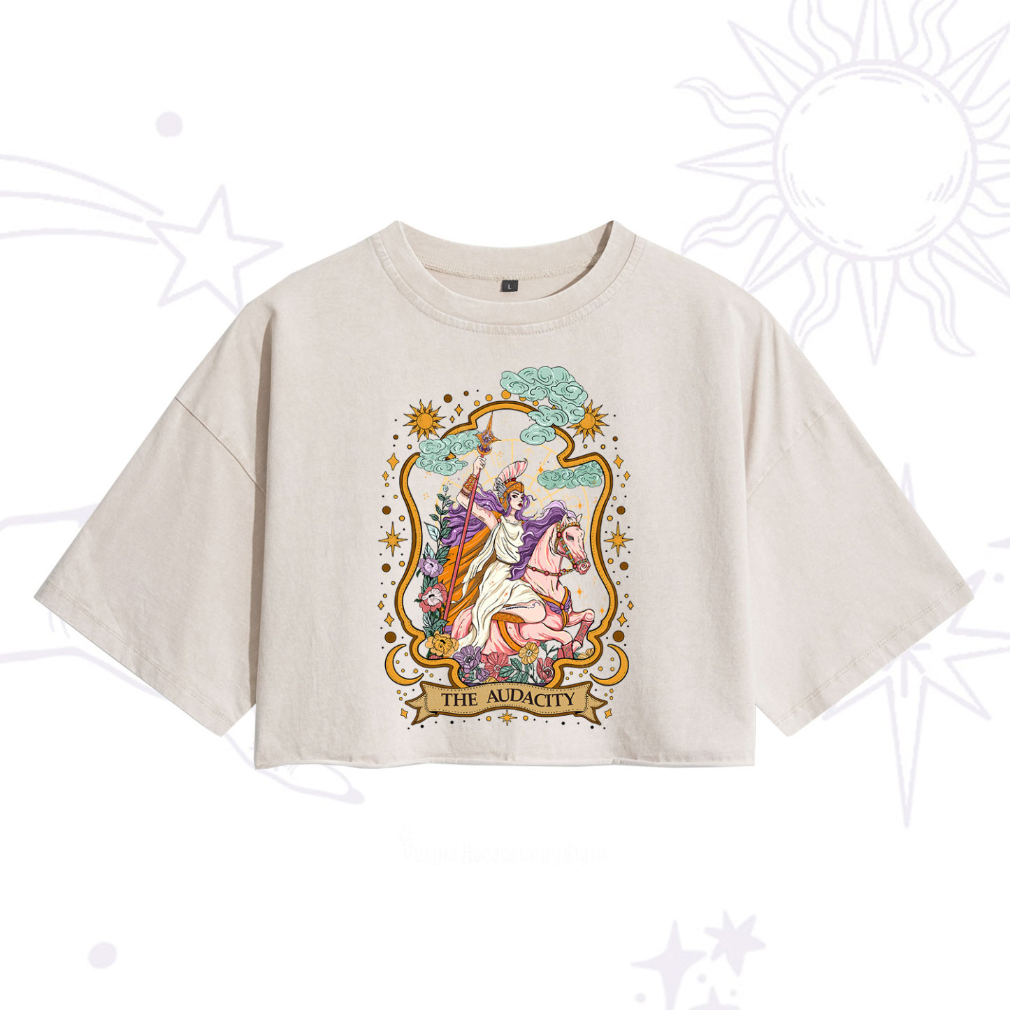 Purplehecate The Audacity Goddess Washed Cropped T-Shirt