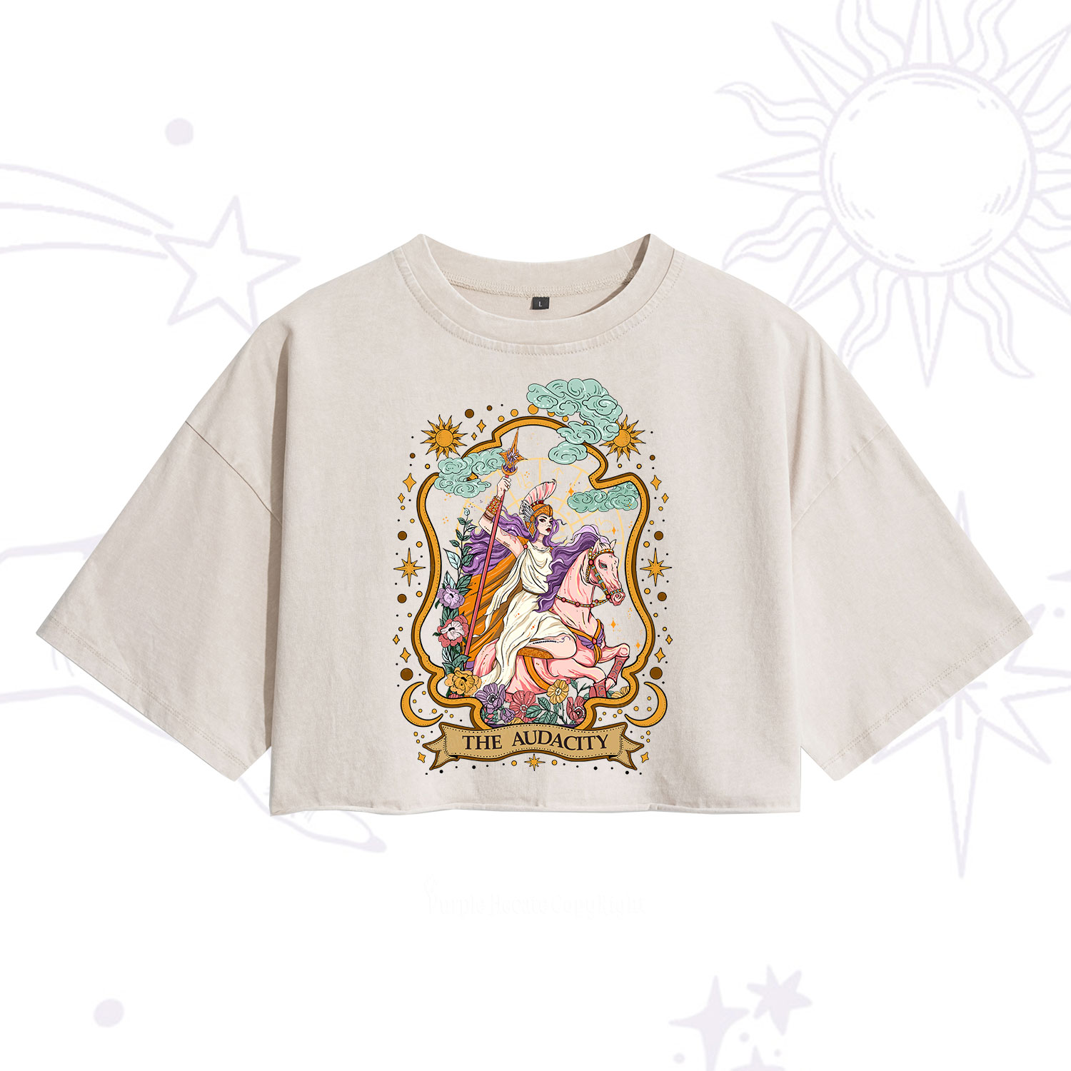 Purplehecate The Audacity Goddess Washed Cropped T-Shirt