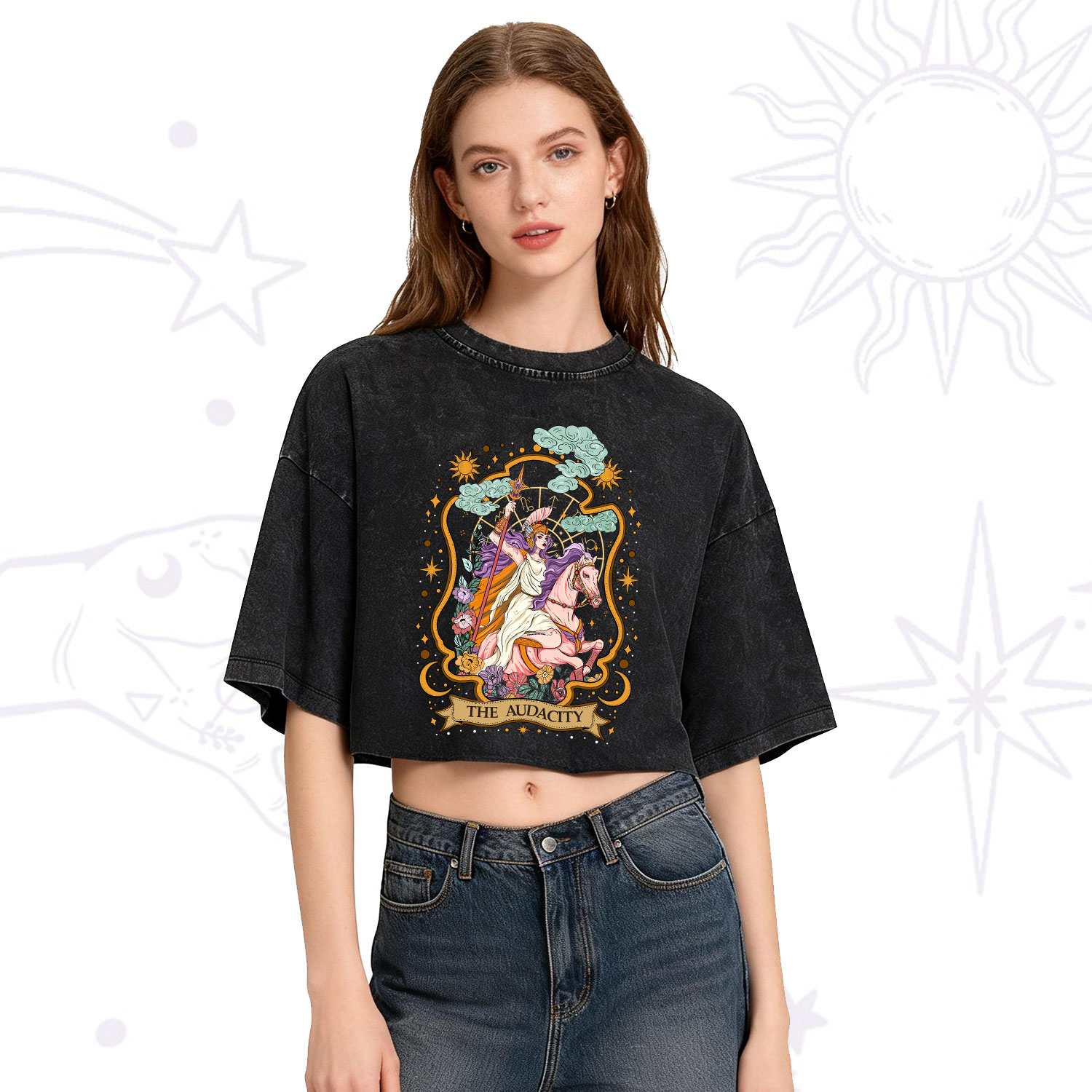 Purplehecate The Audacity Goddess Washed Cropped T-Shirt