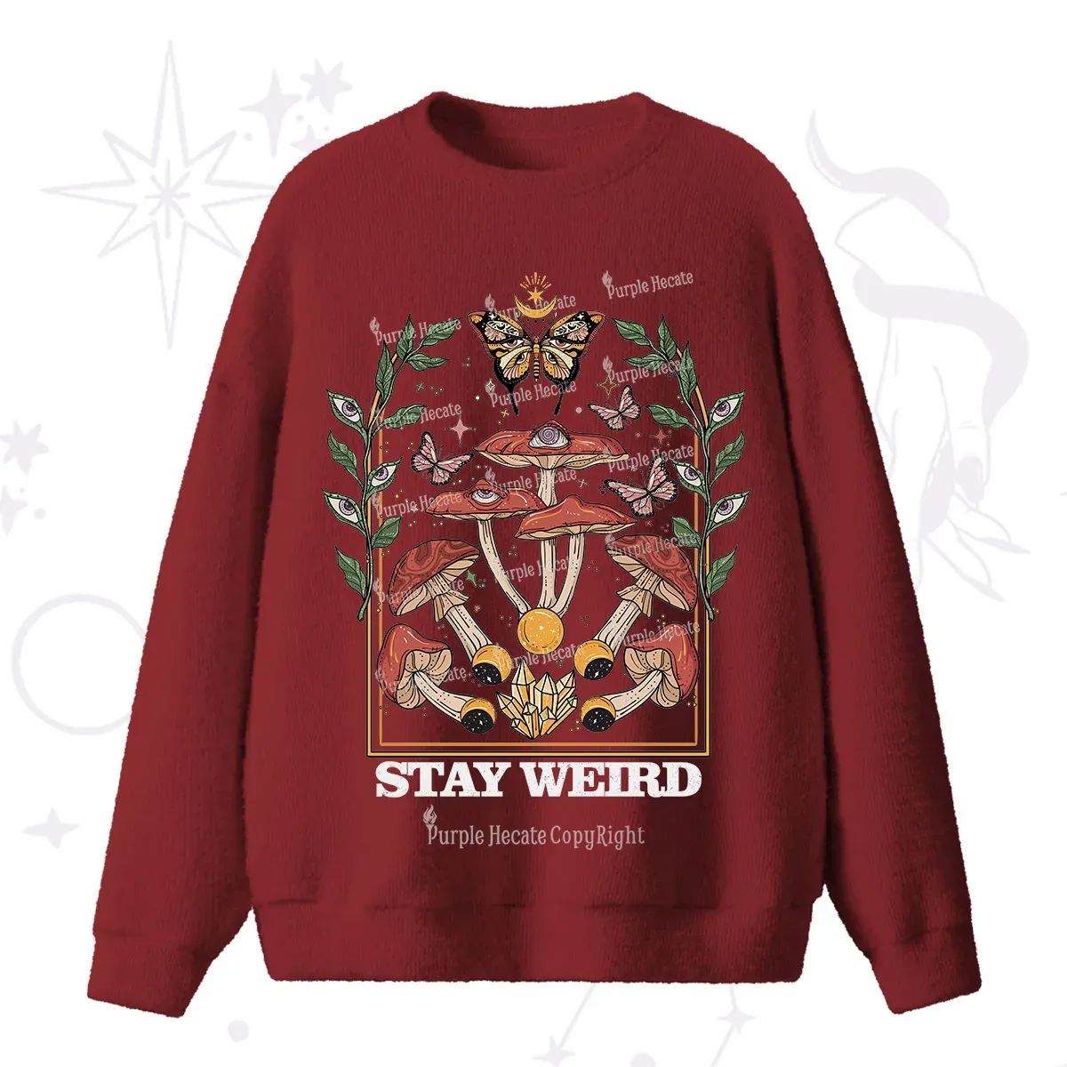 Purplehecate Stay Weird Fuzzy Ugly Sweater