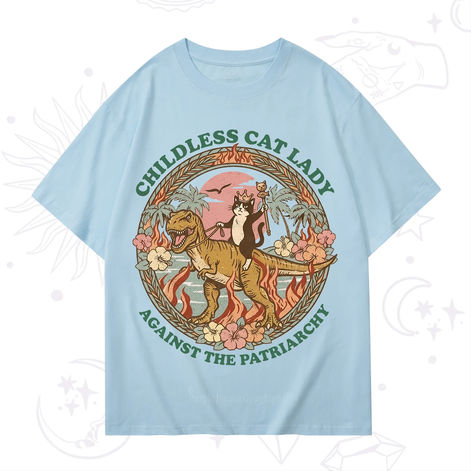 Purplehecate Childless Cat Lady Burn the Patriarchy T-Shirt