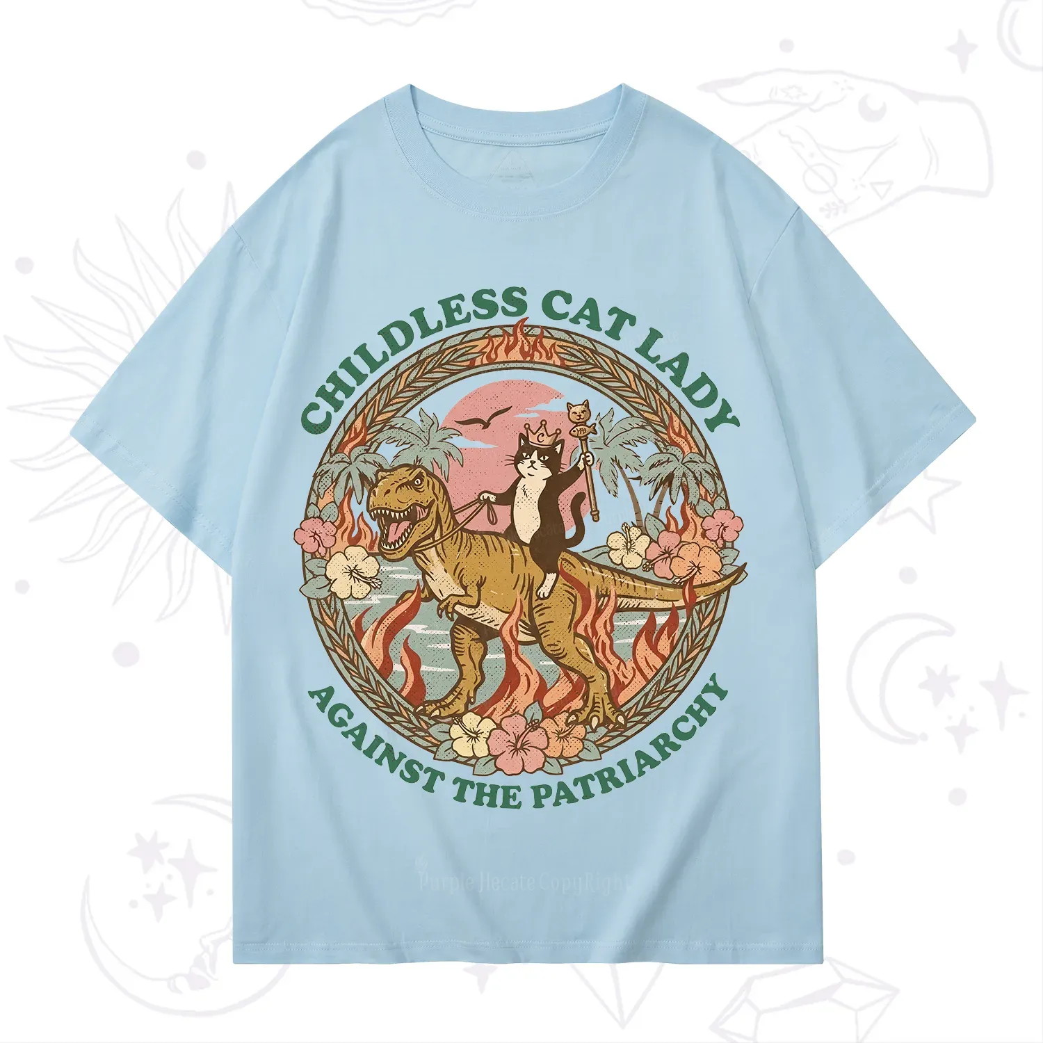 Purplehecate Childless Cat Lady Burn the Patriarchy T-Shirt