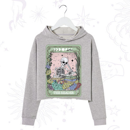 Purplehecate The Reader Bookworm Tarot Skeleton Crop Hoodie