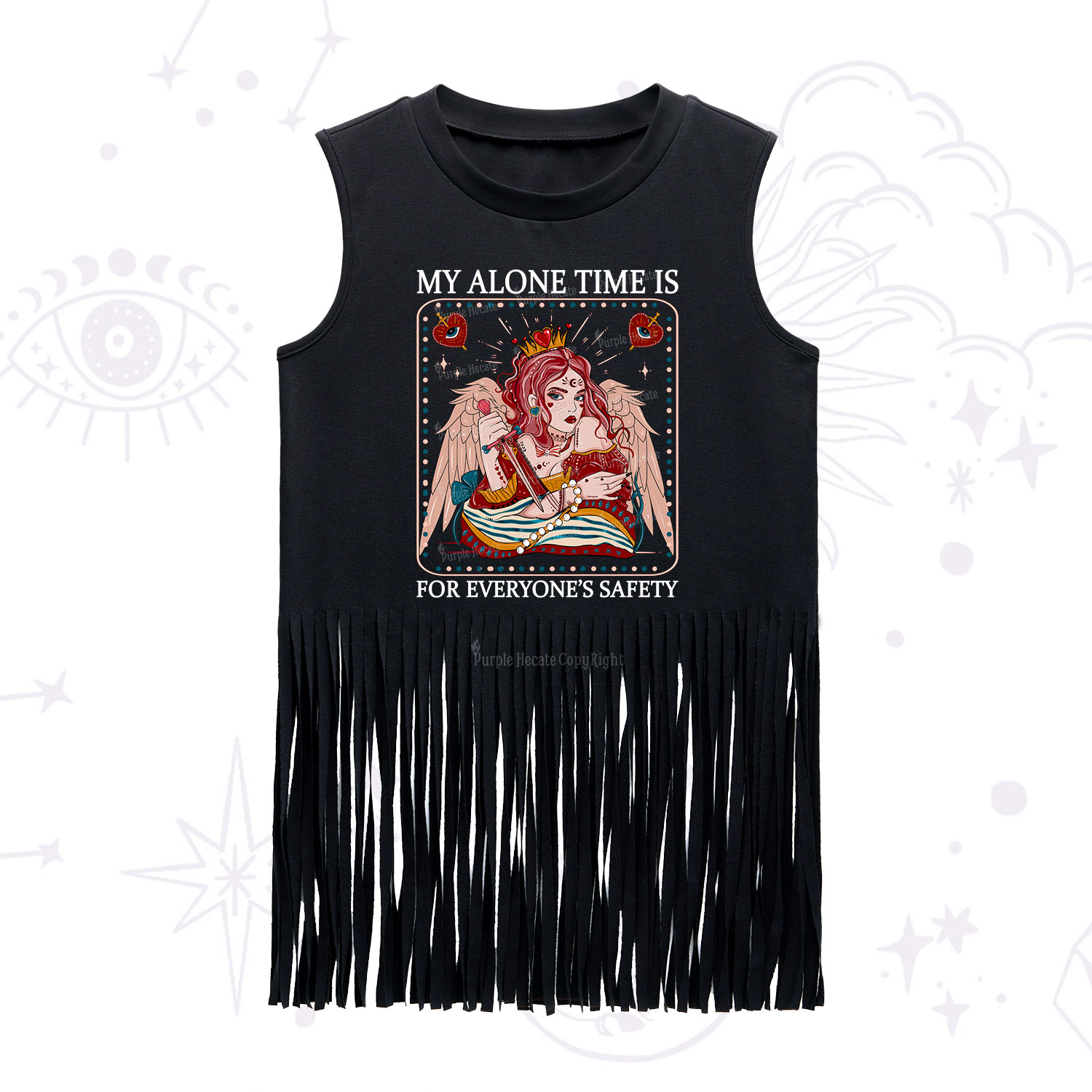 Purplehecate My Alone Time Is For Everyone's Safety Fringe Tank Top