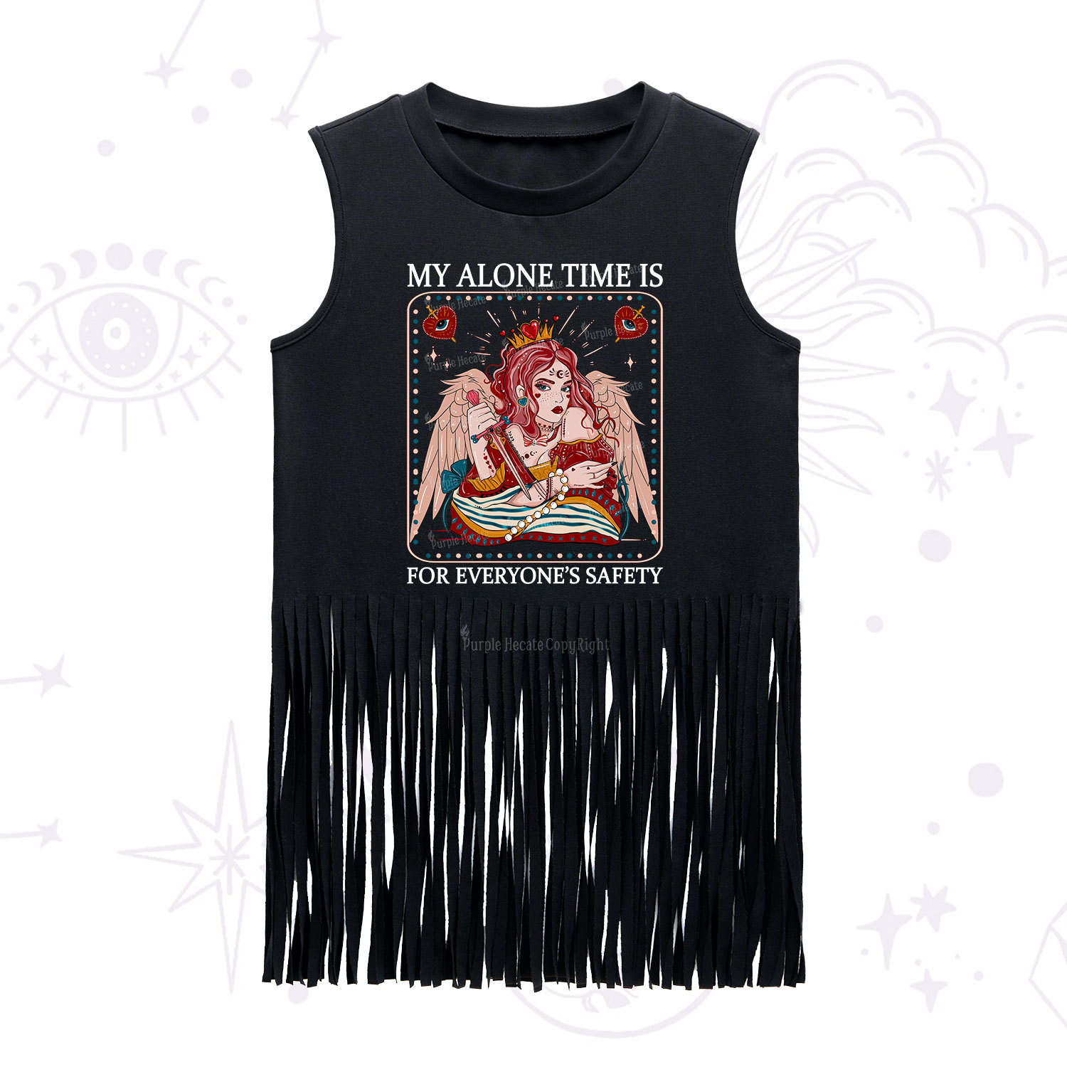 Purplehecate My Alone Time Is For Everyone's Safety Fringe Tank Top