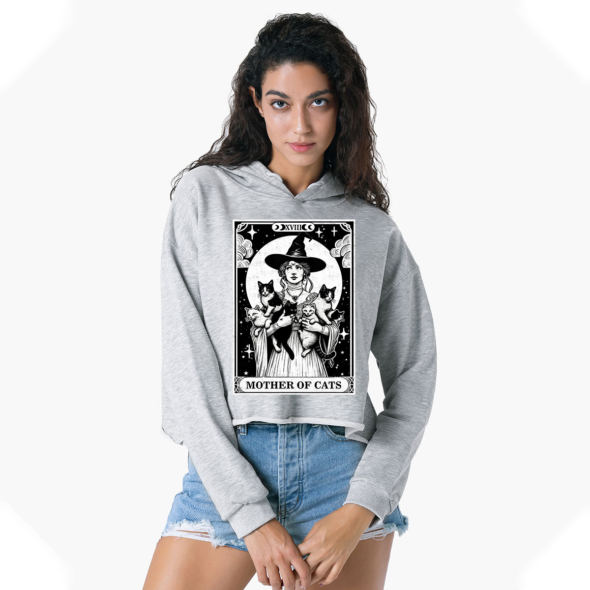 Purplehecate The Mother of Cats Tarot Crop Hoodie