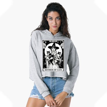 Purplehecate The Mother of Cats Tarot Crop Hoodie