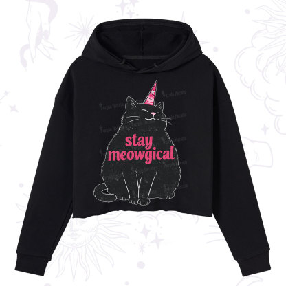 Purplehecate Stay Meowgical Crop Hoodie
