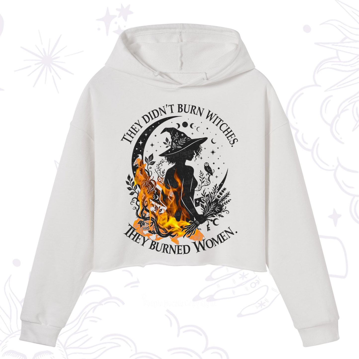 Purplehecate They Didn't Burn Witches Crop Hoodie