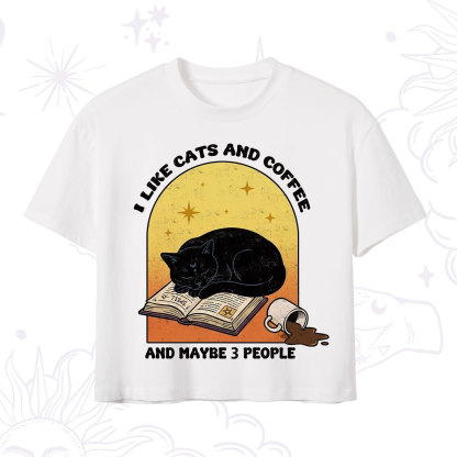 Purplehecate I Like Cats And Coffee Crop T-Shirt