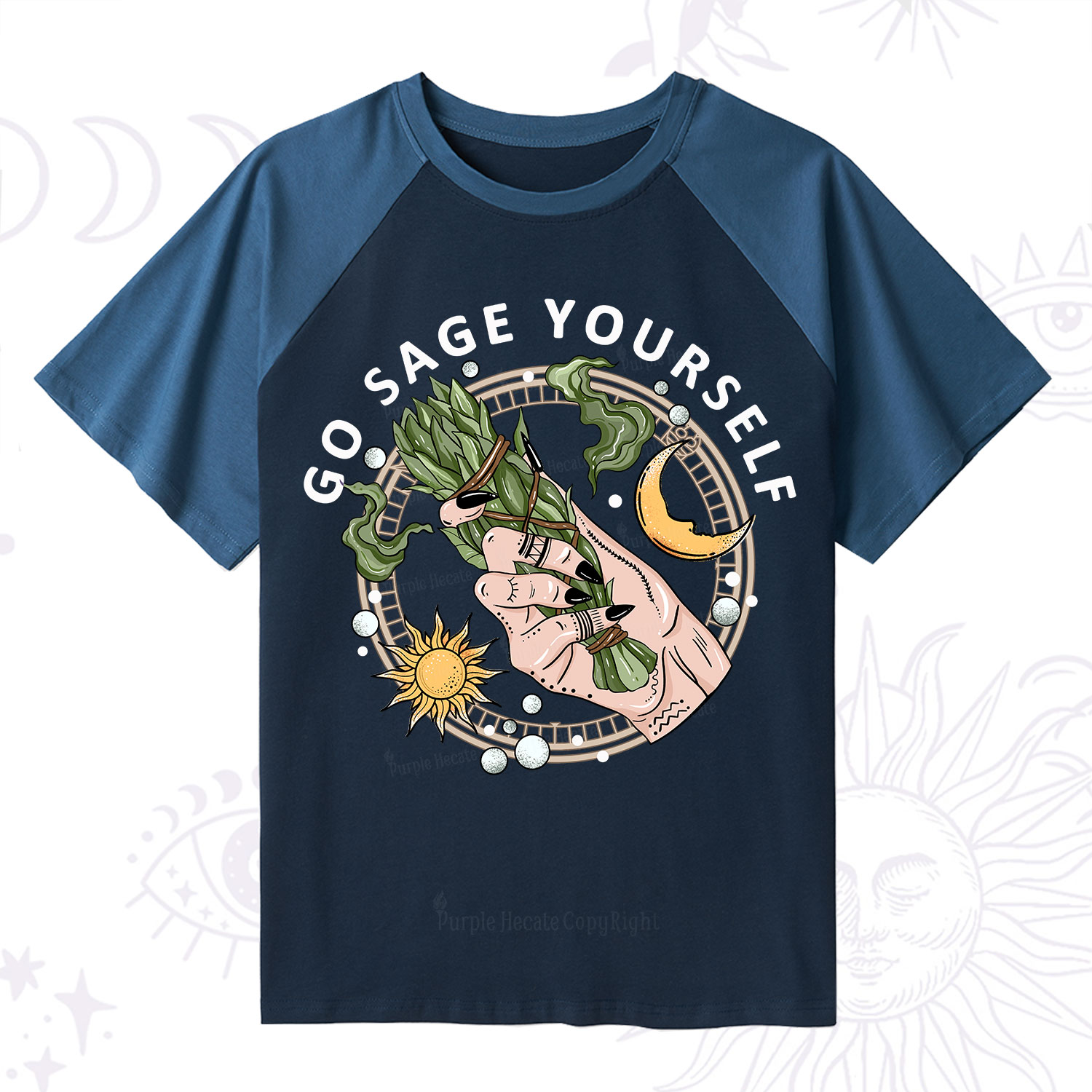 Purplehecate Go Sage Yourself Raglan Short Sleeve T‑Shirt