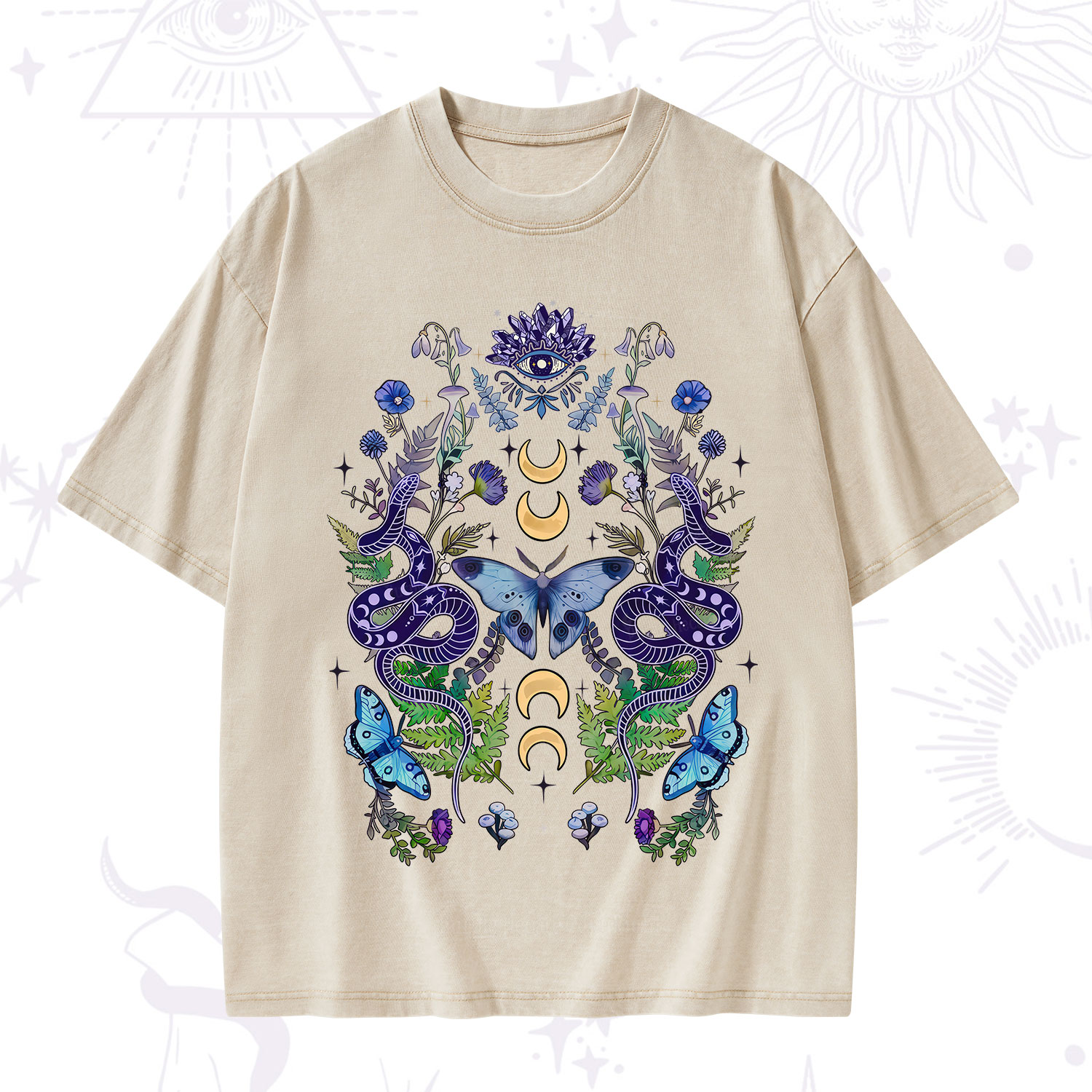 Purplehecate Moon Moth Witchery Washed T-Shirt
