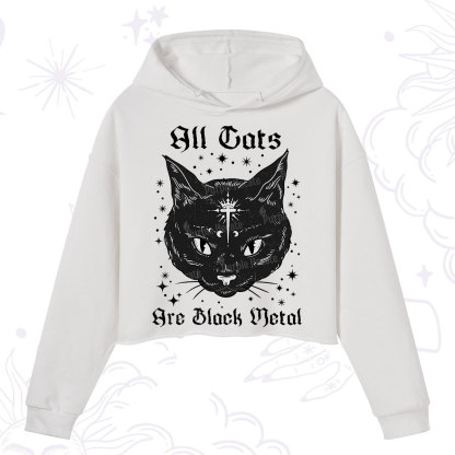 Purplehecate All Cats Are Black Metal Crop Hoodie