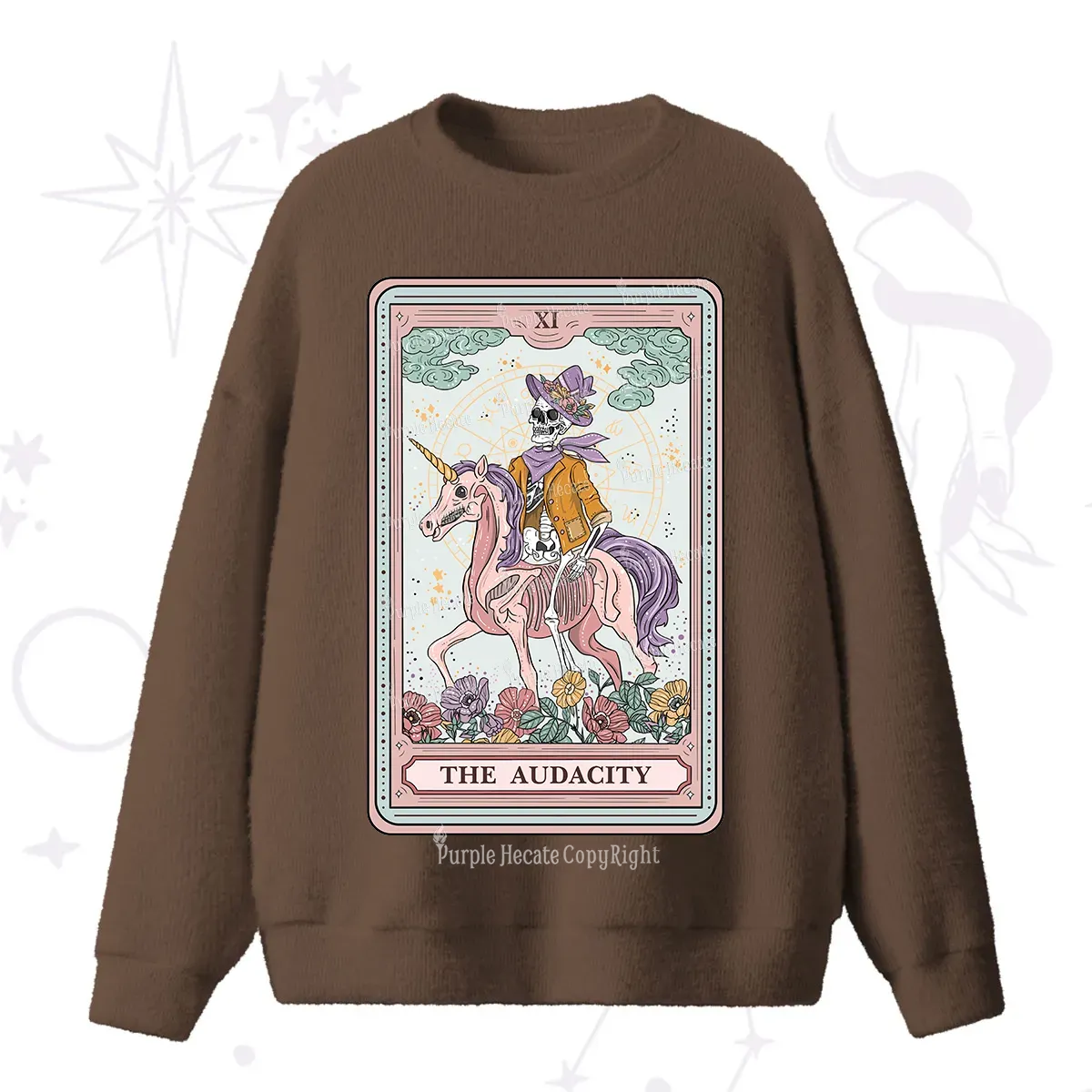 Purplehecate The Audacity Tarot Card Fuzzy Ugly Sweater