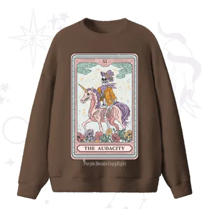 Purplehecate The Audacity Tarot Card Fuzzy Ugly Sweater