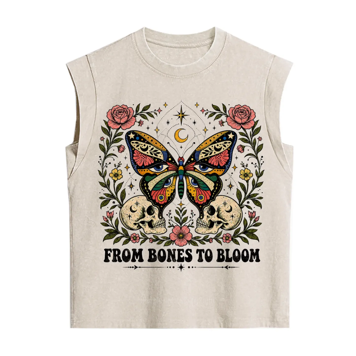 Purplehecate From Bones to Bloom Butterfly Vintage Washed Tank