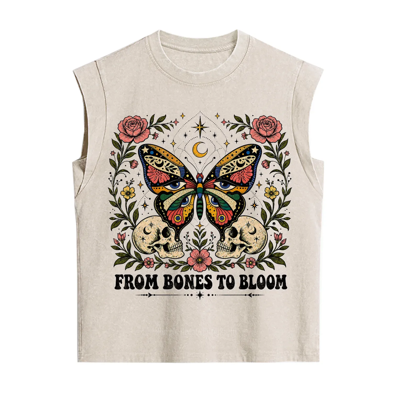 Purplehecate From Bones to Bloom Butterfly Vintage Washed Tank