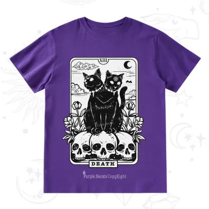 Purplehecate The Black Cat Death Tarot Card T-Shirt