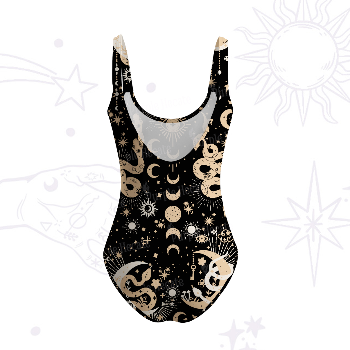 Purplehecate Divine Serpent Under the Moon Tank One Piece Swimsuit