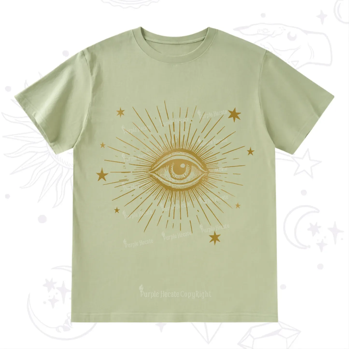 Purplehecate Celestial Eye with Stars T-Shirt