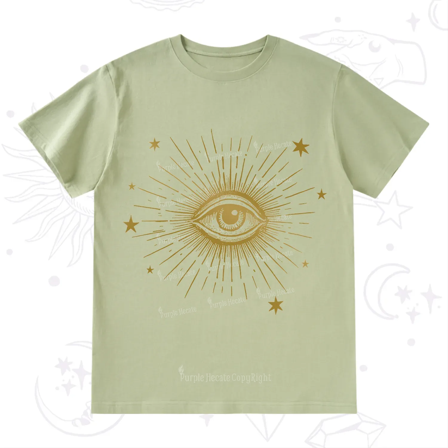 Purplehecate Celestial Eye with Stars T-Shirt