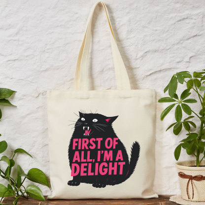 Purplehecate First Of All I'm A Delight Cat Tote Bag