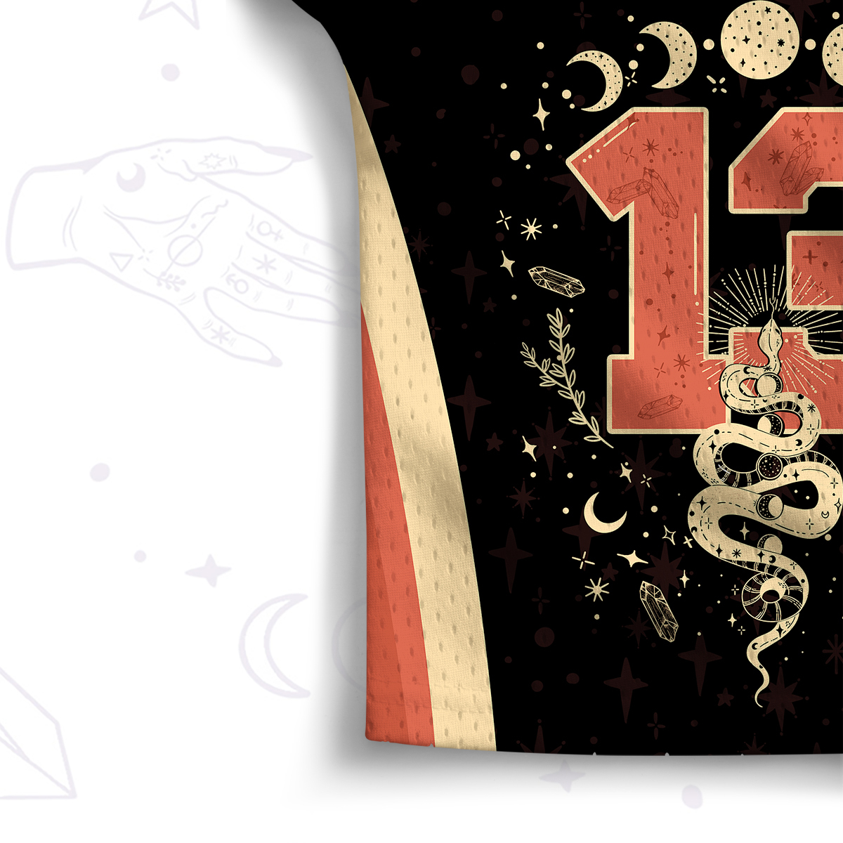 Purplehecate Mystical Moon Phases Snake Crop Sports Jersey