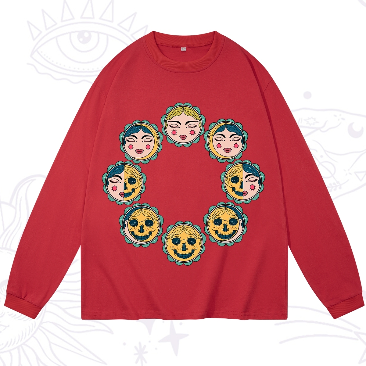 Purplehecate Lunar Skull Cycle Long Sleeve T-Shirt