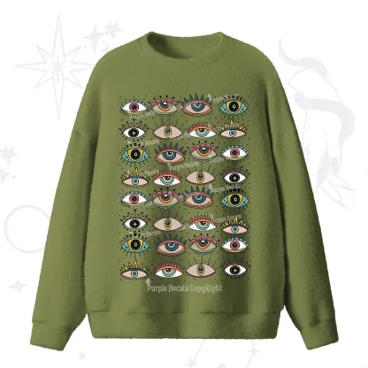 Purplehecate Evil Eye Pattern Fuzzy Ugly Sweater