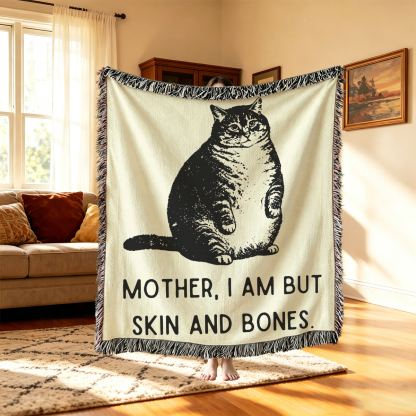 Purplehecate Cat Mother I Am But Skin And Bones Woven Tapestry Blanket