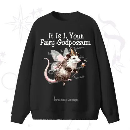 Purplehecate It Is I Your Fairy Godpossum Fuzzy Ugly Sweater