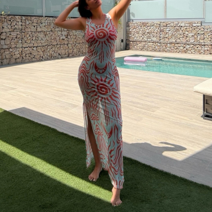 Purplehecate Solar Ritual Mesh Maxi Tank Beach Dress