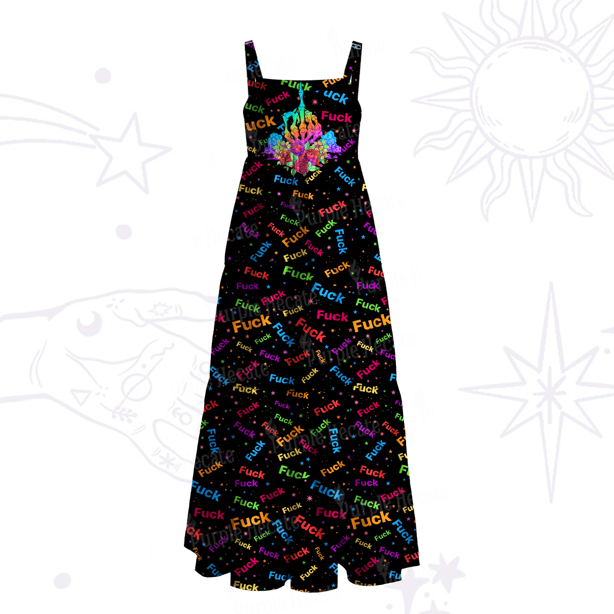 Purplehecate The Zero Of Fucks Wide Straps Maxi Dress