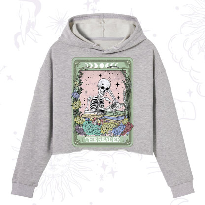 Purplehecate The Reader Bookworm Tarot Skeleton Crop Hoodie