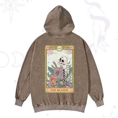 Purplehecate The Reader Occult Tarot Skeleton Washed Hoodie