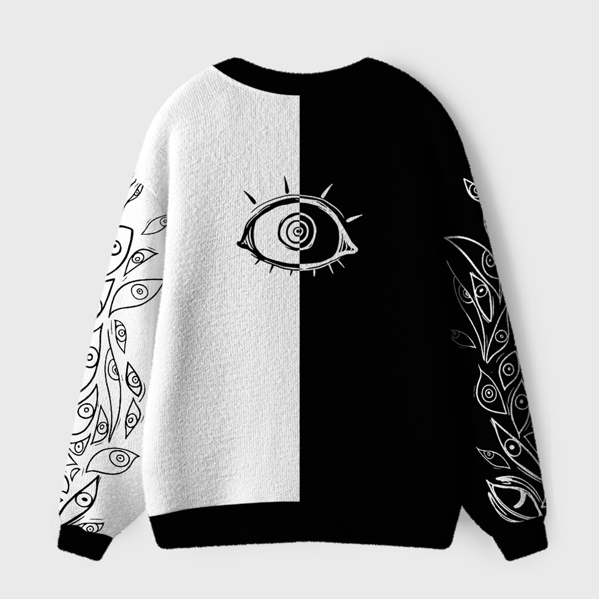 Purplehecate Evil Eye Protection Black White Ugly Cardigan Sweaters