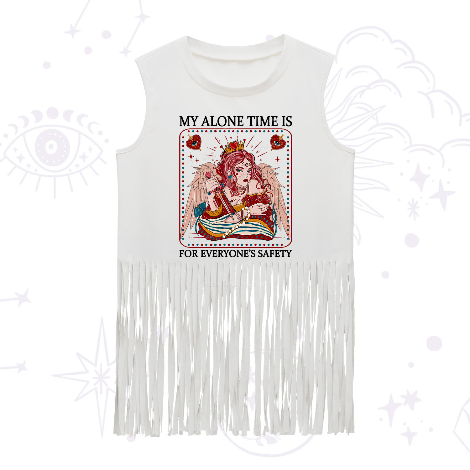 Purplehecate My Alone Time Is For Everyone's Safety Fringe Tank Top