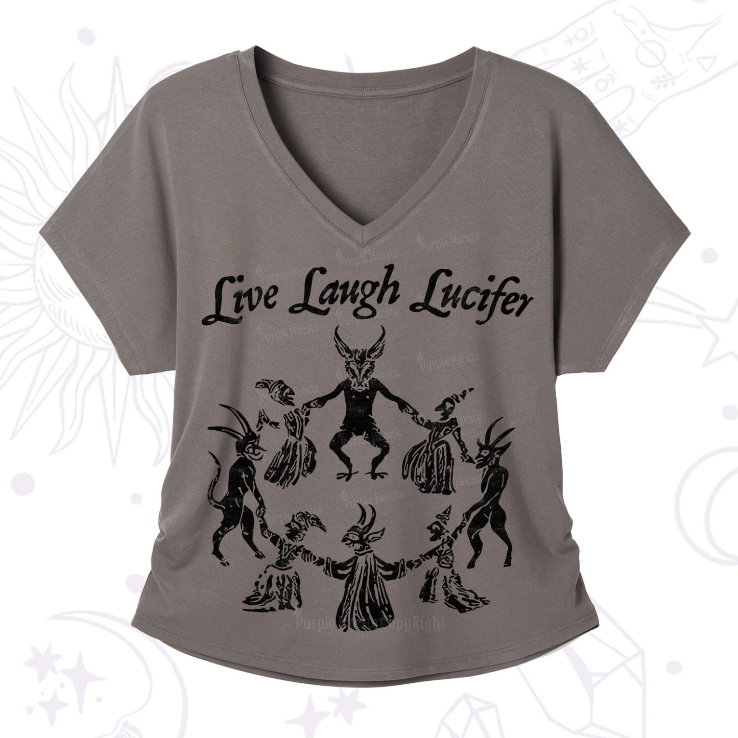 Purplehecate Live Laugh Lucifer V-Neck T-Shirt