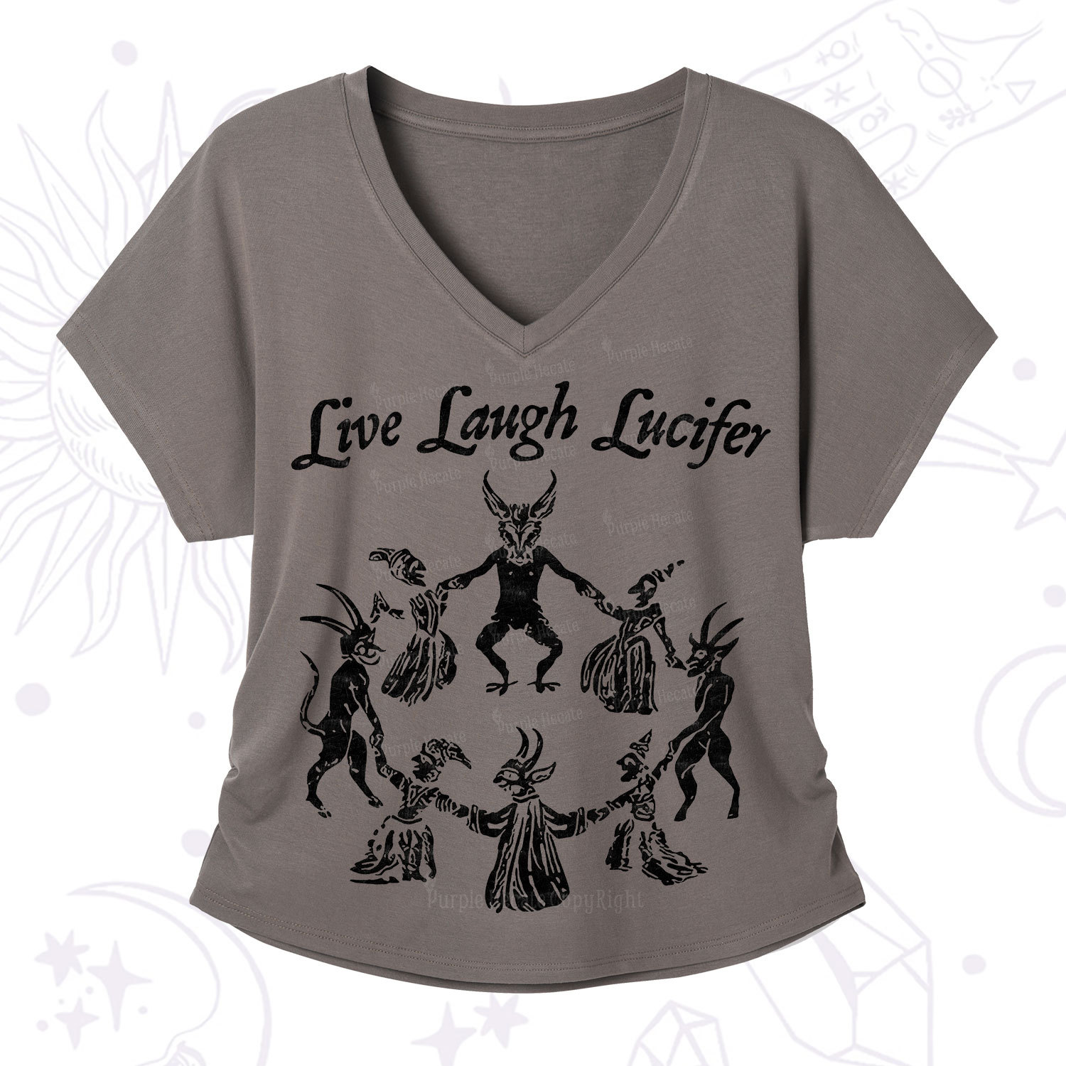 Purplehecate Live Laugh Lucifer V-Neck T-Shirt