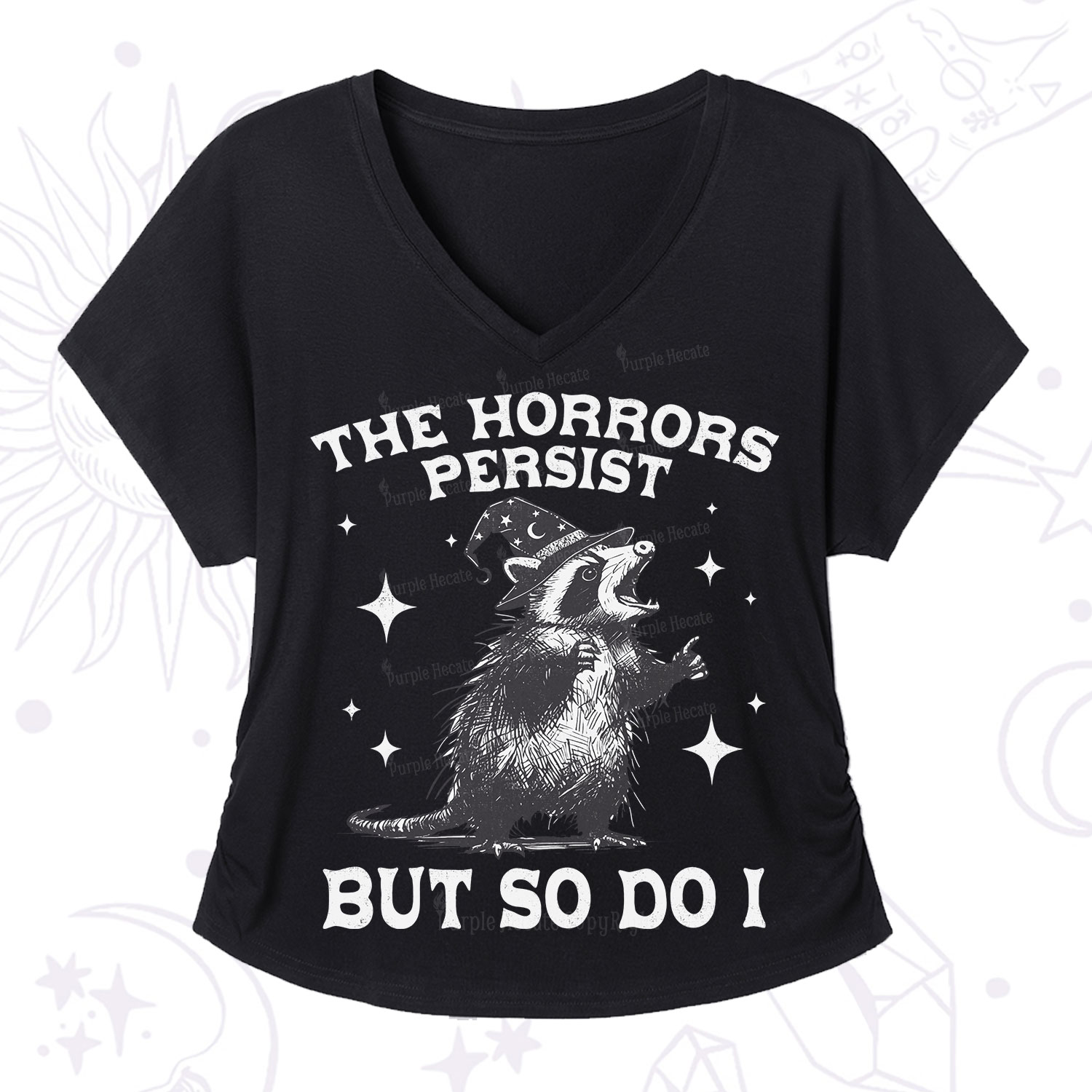 Purplehecate The Horrors Persist But So Do I V-Neck T-Shirt