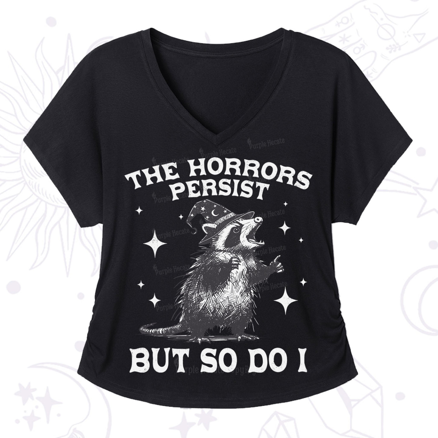 Purplehecate The Horrors Persist But So Do I V-Neck T-Shirt